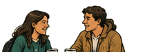Two friends talking over coffee