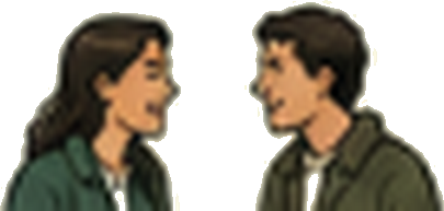 Two people talking