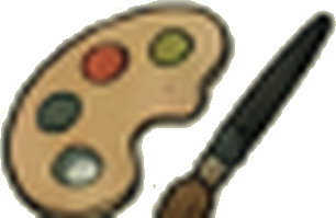 A painter's palette and brush